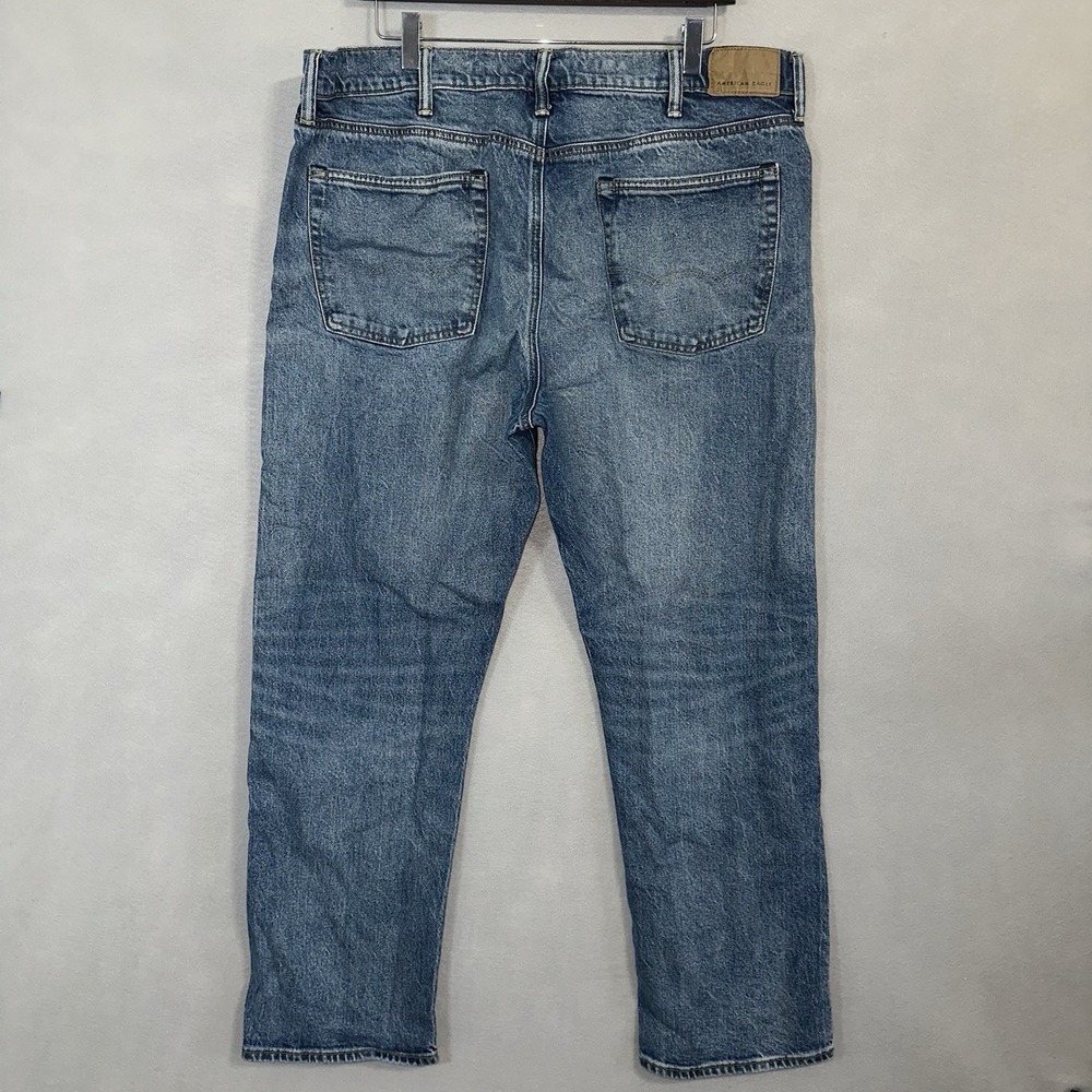 American Eagle Jeans Straight Blue Distressed Stretch Men's (Fits 38x29) - Picture 3 of 9